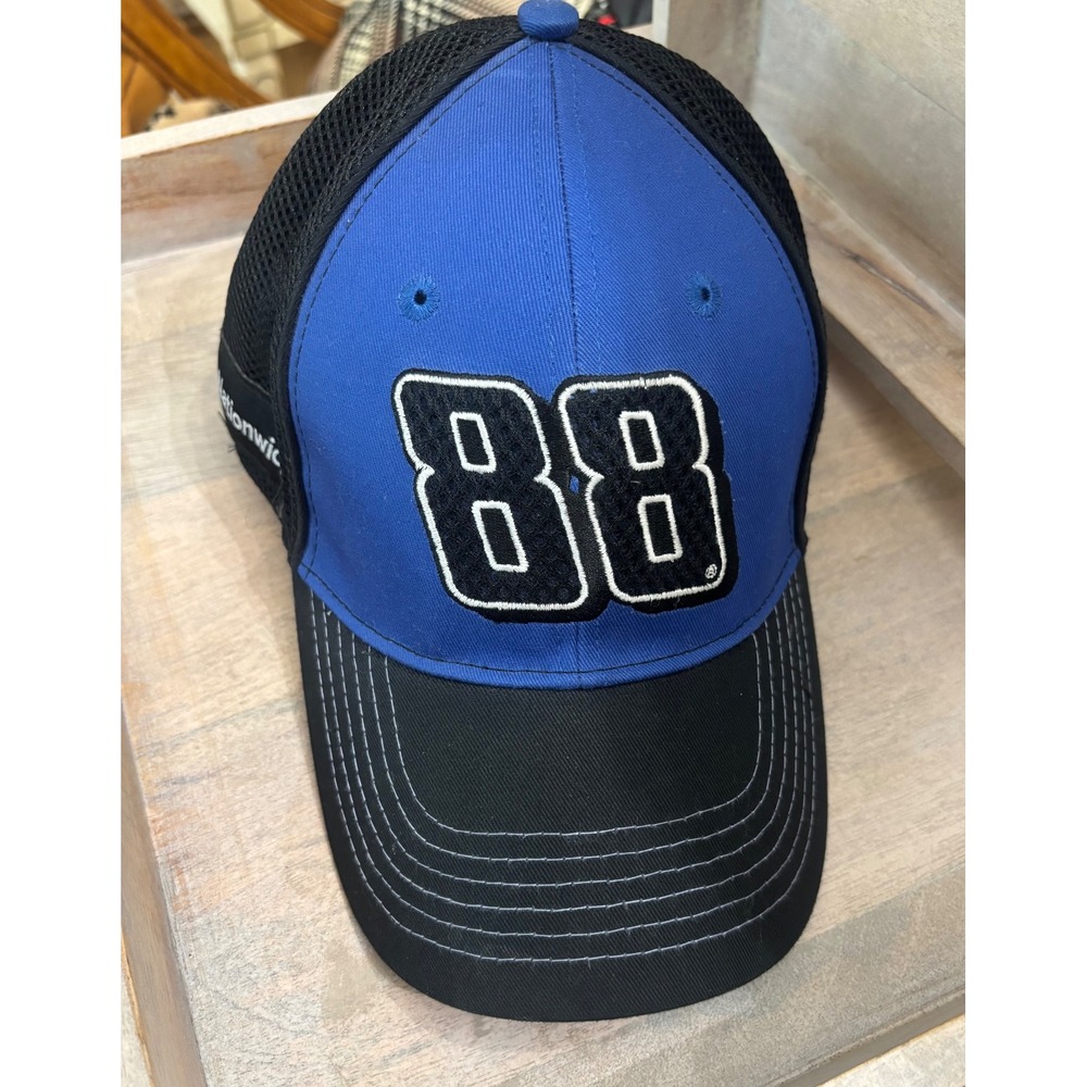NASCAR Dale Earnhardt Jr 88 Nationwide Hat Blue Black Stretch Fit L XL Mesh Cap